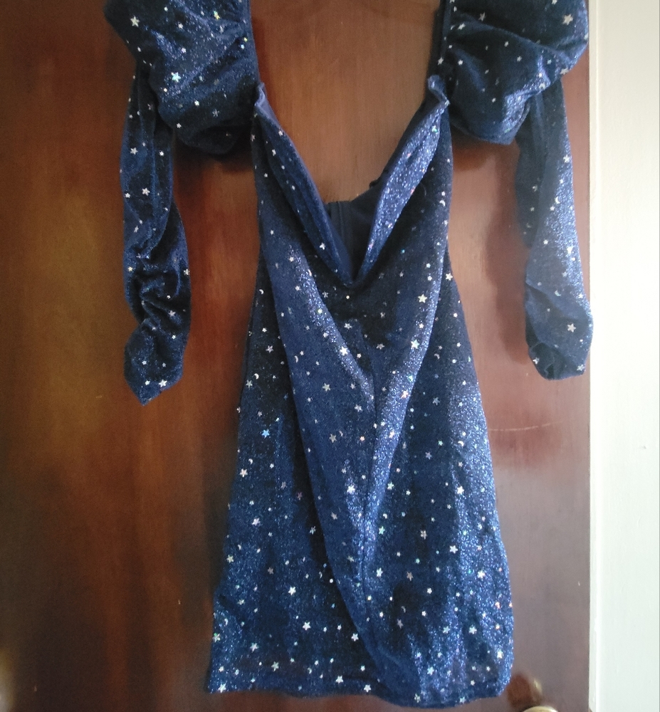 Blue sheer festive dress